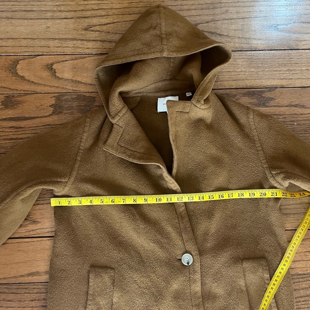 VINCE One-button Hooded Wool Coat In Brown Size M - Picture 11 of 15